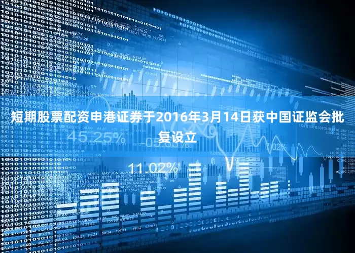 短期股票配资申港证券于2016年3月14日获中国证监会批复设立